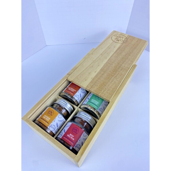 NEW BBQ SPICE Meat Rub  DONE LUCKY * Gift Set  * in Premium Wooden Box Set of 6 - Picture 6 of 9